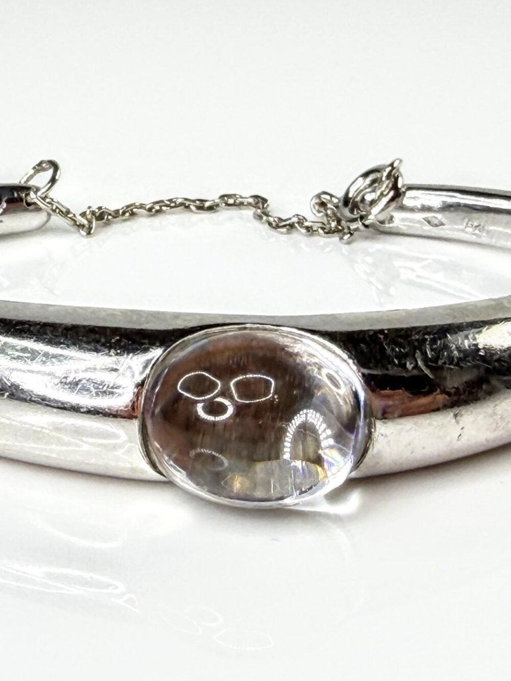 Baccarat Sterling Silver Clear Crystal Cuff Bracelet 42.4g France 6.5" JR2176